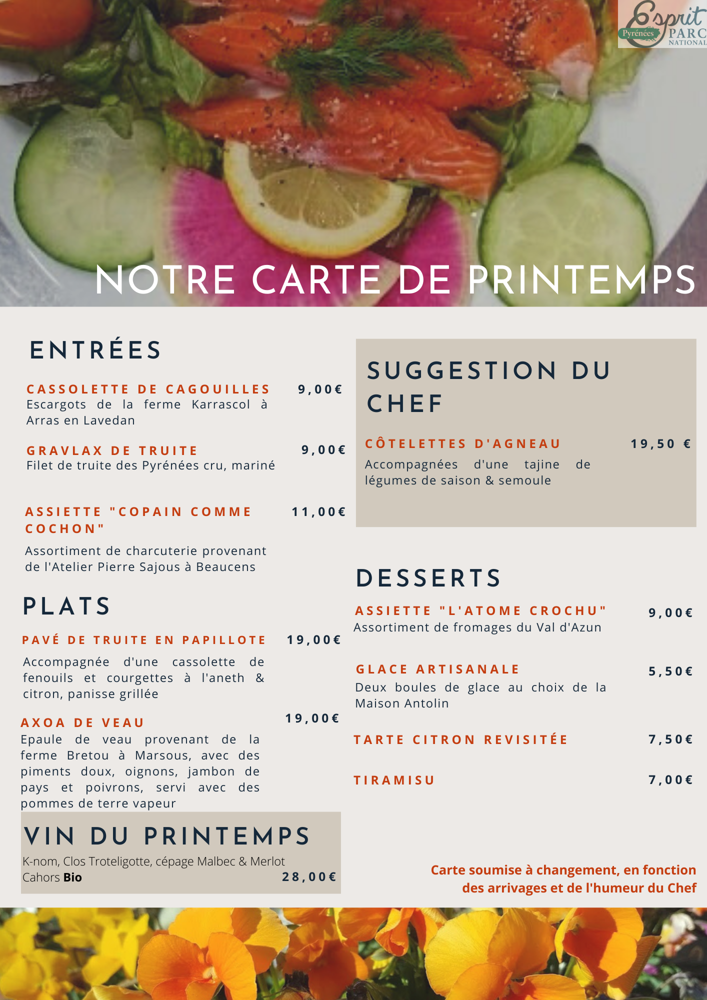 Menu printemps