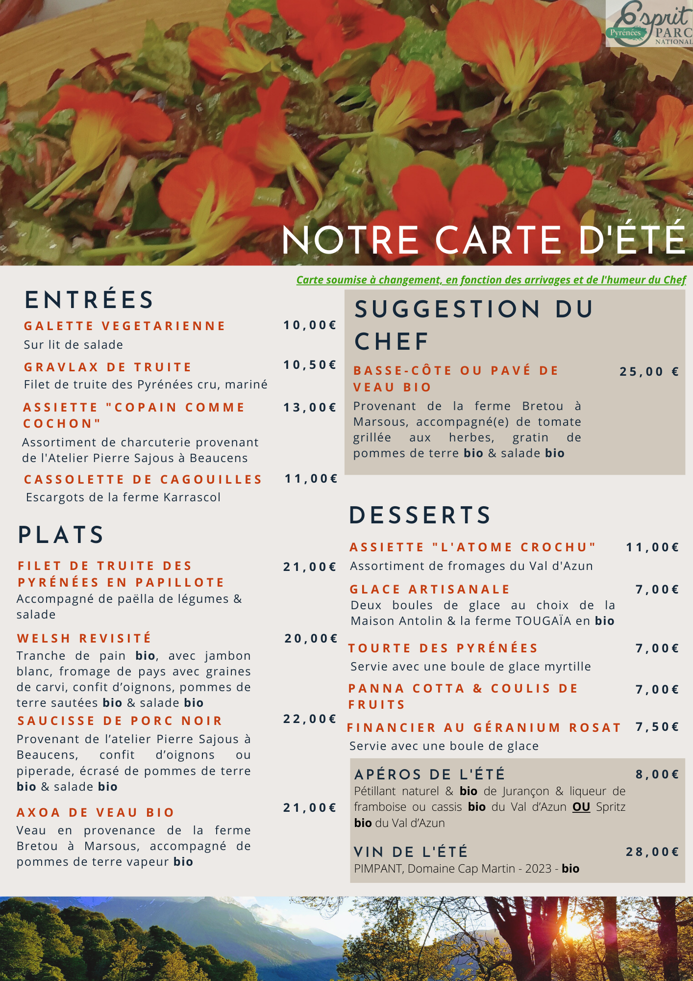 Menu Été 2025